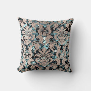 Hütten-aquamariner Wasserdamast blaues Tiffany Kissen