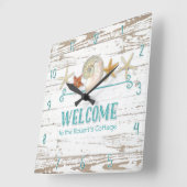 Hütten-Art-Willkommens-hölzernes Quadratische Wanduhr (Winkel)