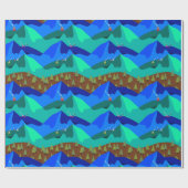 Hütten auf Bergen mit Bäumen Geschenkpapier (Flach)