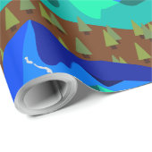 Hütten auf Bergen mit Bäumen Geschenkpapier (Rolleneckpunkt)