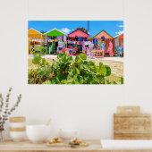 Hütten aus mehrfarbigem Holz | Long Bay Beach Poster (Küche)