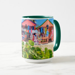 Hütten aus mehrfarbigem Holz   Long Bay Beach Tasse