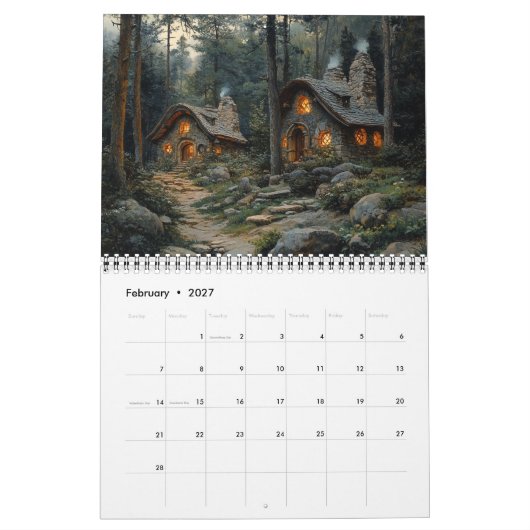 Hütten der Waldlandschaften Kalender (Feb 2027)