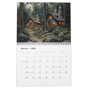 Hütten der Waldlandschaften Kalender