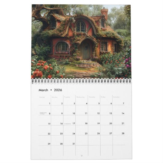 Hütten der Waldlandschaften Kalender (Mär 2026)
