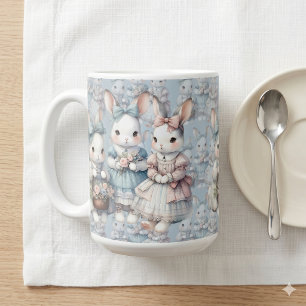 Hütten-Hasen-Schwestern-Aquarell-Kachel Kaffeetasse