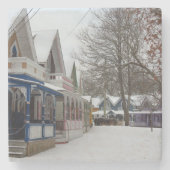 Hütten im Winter - Martha's Vineyard Steinuntersetzer (Vorderseite)