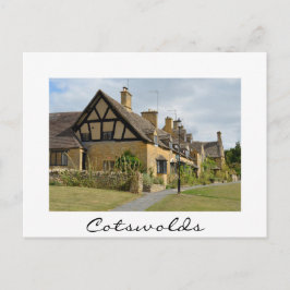 Hütten in Broadway, Cotswolds, weiße Textkarte Postkarte