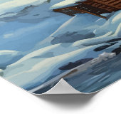 Hütten in der Schneelandschaft des Waldes Poster (Ecke)