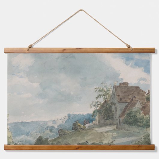 Hütten in einer Landschaft | William Henry Hunt Wandteppich Mit Holzrahmen (Vorne)