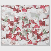 HÜTTEN IN SCHNEEWEIBCHRISTMAS GESCHENKPAPIER (Flach)