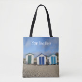 Hütten mit blauem Himmel und englischer Küste Tasche (Vorderseite)