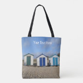 Hütten mit blauem Himmel und englischer Küste Tasche (Rückseite)