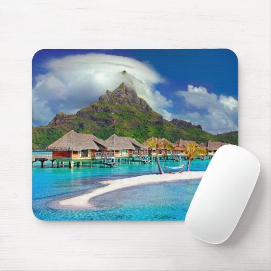 Hütten mitten am Strand Mousepad (Mit Mouse)