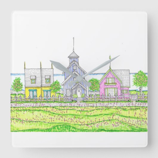 Hütten-Uhr Quadratische Wanduhr (Vorderseite)