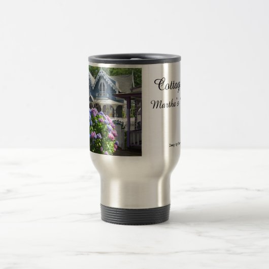 Hütten und Hydrangeas - Martha's Vineyard Reisebecher (Mittel)