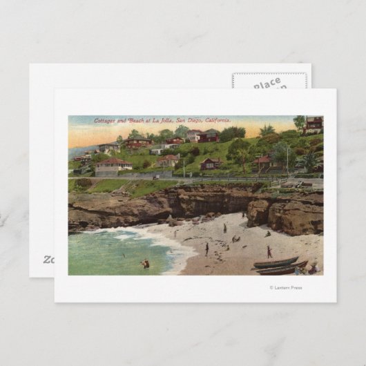 Hütten und Strand von La Jolla Postkarte (Vorne/Hinten)