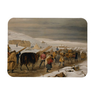 Hütten und warme Kleidung für die Armee, Platte Magnet