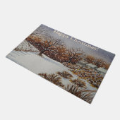 Hütten Winterlandschaft Schneeszene Weihnachten Fußmatte (Schrägansicht)