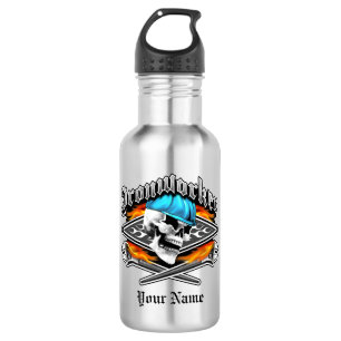 Hüttenarbeiter-Schädel und bohren Schlüssel Trinkflasche