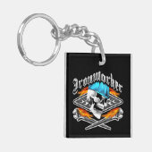 Hüttenarbeiter-Schädel und lodernde Schlüssel Schlüsselanhänger (Vorderseite links)