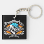 Hüttenarbeiter-Schädel und lodernde Schlüssel Schlüsselanhänger (Rückseite)