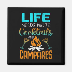 Hüttenleben Schwänze Lagerfeuer See Bum Camping Wä Magnet