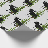 Hüttenstil Elch- und Kiefernmuster Geschenkpapier (Ecke)