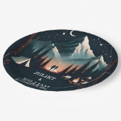 Hüttenwald Wood Sky Tree Camping Hochzeit Pappteller (Schrägansicht)