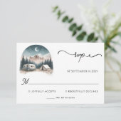 Hüttenwald Wood Sky Tree Camping Hochzeit RSVP Karte (Stehend Vorderseite)