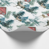 Hüttenwälder mit Hirschen und Schneebäumen Geschenkpapier (Ecke)