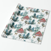 Hüttenwälder mit Hirschen und Schneebäumen Geschenkpapier (Ungerollt)