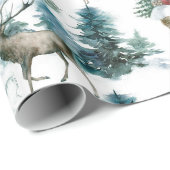 Hüttenwälder mit Hirschen und Schneebäumen Geschenkpapier (Rolleneckpunkt)