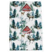 Hüttenwälder mit Hirschen und Schneebäumen Mittlere Geschenktüte (Vorderseite)