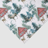 Hüttenwälder mit Hirschen und Schneebäumen Seidenpapier (Detail)