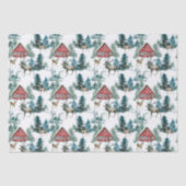 Hüttenwälder mit Hirschen und Schneebäumen Seidenpapier (Vorderseite)