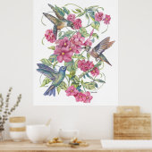 HÜTTERVÖGEL MIT PINKEN-BLUME POSTER (Küche)