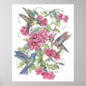 HÜTTERVÖGEL MIT PINKEN-BLUME POSTER (Vorne)