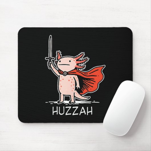 Huzzah Axolotl Knight Funny Sword Meme Quote Mousepad (Mit Mouse)
