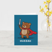 Huzzah Bear Knight Funny Sword Meme Quote Karte (Gelbe Blume)