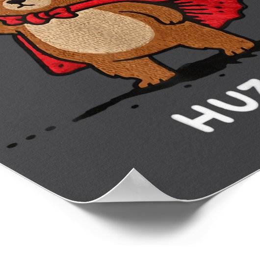 Huzzah Bear Knight Funny Sword Meme Quote  Poster (Ecke)