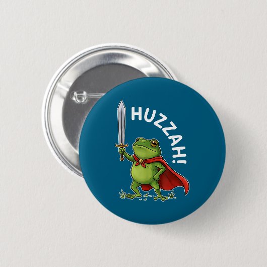 Huzzah Frog Knight Funny Sword Meme Frog Quote Men Button (Vorne & Hinten)