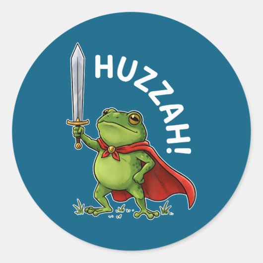 Huzzah Frog Knight Funny Sword Meme Frog Quote Men Runder Aufkleber (Vorderseite)