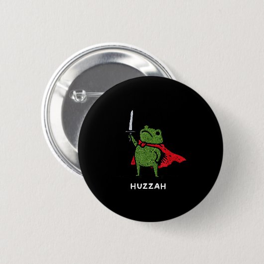 Huzzah Frog Knight Funny Sword Meme Quote Button (Vorne & Hinten)