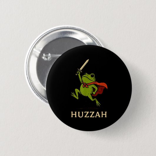 Huzzah Frog Knight Funny Sword Meme Quote  Button (Vorne & Hinten)