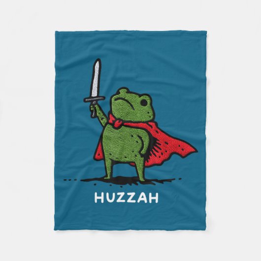 Huzzah Frog Knight Funny Sword Meme Quote Fleecedecke (Vorderseite)