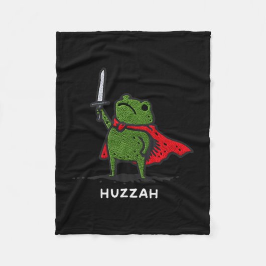 Huzzah Frog Knight Funny Sword Meme Quote Fleecedecke (Vorderseite)