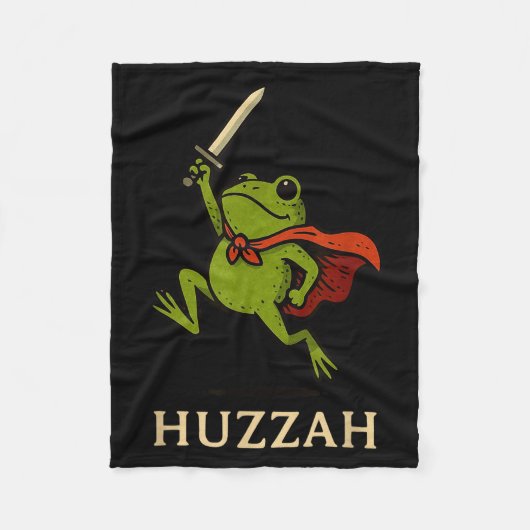 Huzzah Frog Knight Funny Sword Meme Quote  Fleecedecke (Vorderseite)
