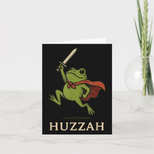 Huzzah Frog Knight Funny Sword Meme Quote Karte (Vorderseite)