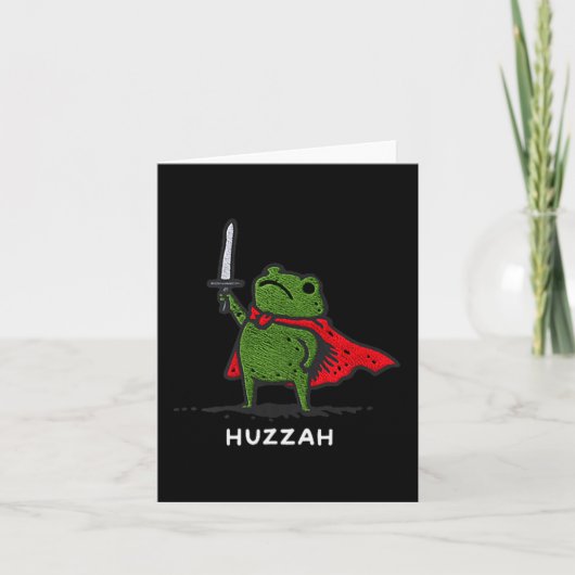 Huzzah Frog Knight Funny Sword Meme Quote Karte (Vorderseite)